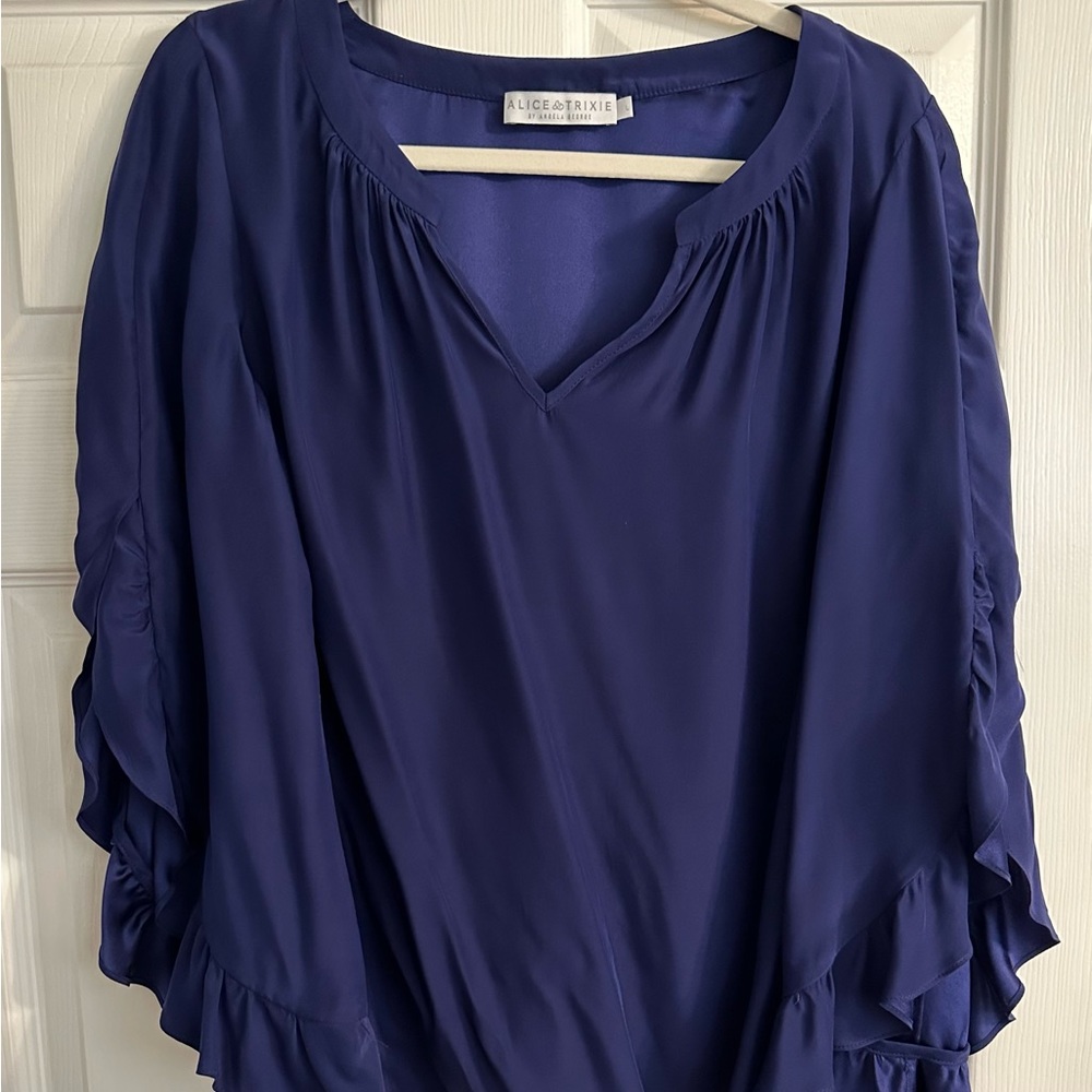Alice & Trixie -deep blue silk blouse
